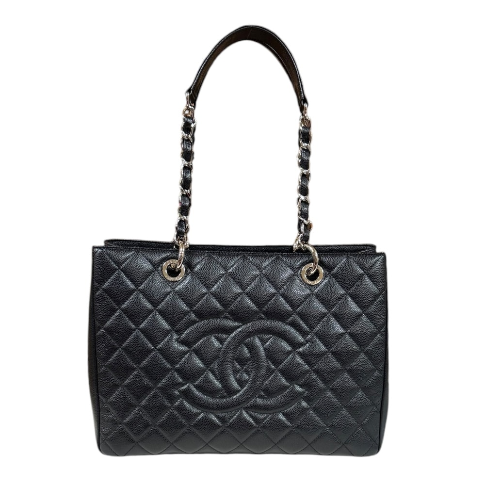 シャネル GSTトート マトラッセ トートバッグ キャビアスキン A50995 ブラック レディース CHANEL  中古