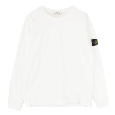 STONE ISLAND ストーンアイランド 19SS 701562150 LOGO WAPPEN L/S TEE ヘビーウェイト ロゴ ワッペン ロングスリーブ Tシャツ 長袖 カットソー スウェット ホワイト系 L【中古】