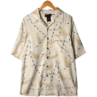古着 バラクータ BARACUTA 総柄 竹柄 半袖 オープンカラー シルクシャツ ボックスシャツ メンズL相当/eaa580284