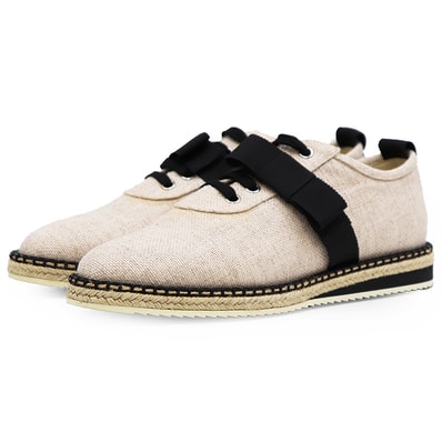 【SALE】FOXEY フォクシー Linen Vacance エスパドリーユ サイズ 36 レディース ジュート キャンバス リボン スニーカー シューズ 靴 箱・袋付属 ピンクベージュ 桃色