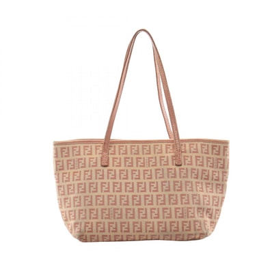 フェンディ FENDI ズッキーノ トートバッグ バッグ キャンバス レザー レディース ベージュ系 / ピンク系 8BH075 【中古】