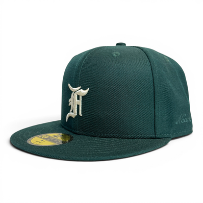 NEW ERA FEAR OF GOD ESSENTIALS 59FIFTY F LOGO Under Visor "Dark Green"