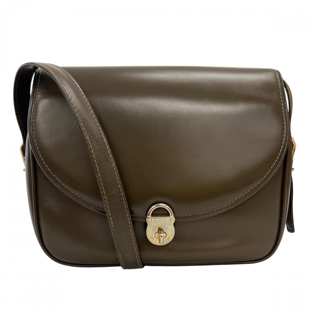 GUCCI グッチ ショルダーバッグ レディロック オールドグッチ 肩掛け 斜め掛け レザー    ブラウン 茶 ゴールド金具 レディース【中古品】