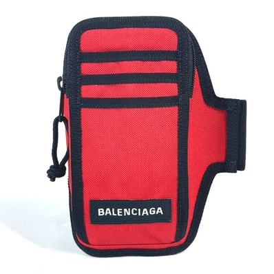 バレンシアガ BALENCIAGA Explorer Arm Phone Holder 6559472 エクスプローラー ロゴ ブレスレット アームウォーマー フォンホルダー ポーチ ナイロン レッド 未使用