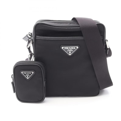 プラダ PRADA TESSUTO+SAFFIANO ショルダーバッグ バッグ ナイロン サフィアーノレザー メンズ レディース ブラック系 2VH1122DMHF0002 【新品】