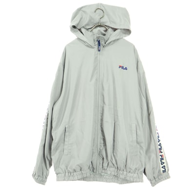 FILA フィラ ロゴ刺繍 裏地メッシュ ウィンドブレーカー LL グレー
