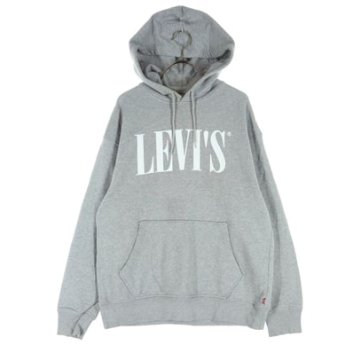 Levi's リーバイス 英字 長袖 パーカー S グレー