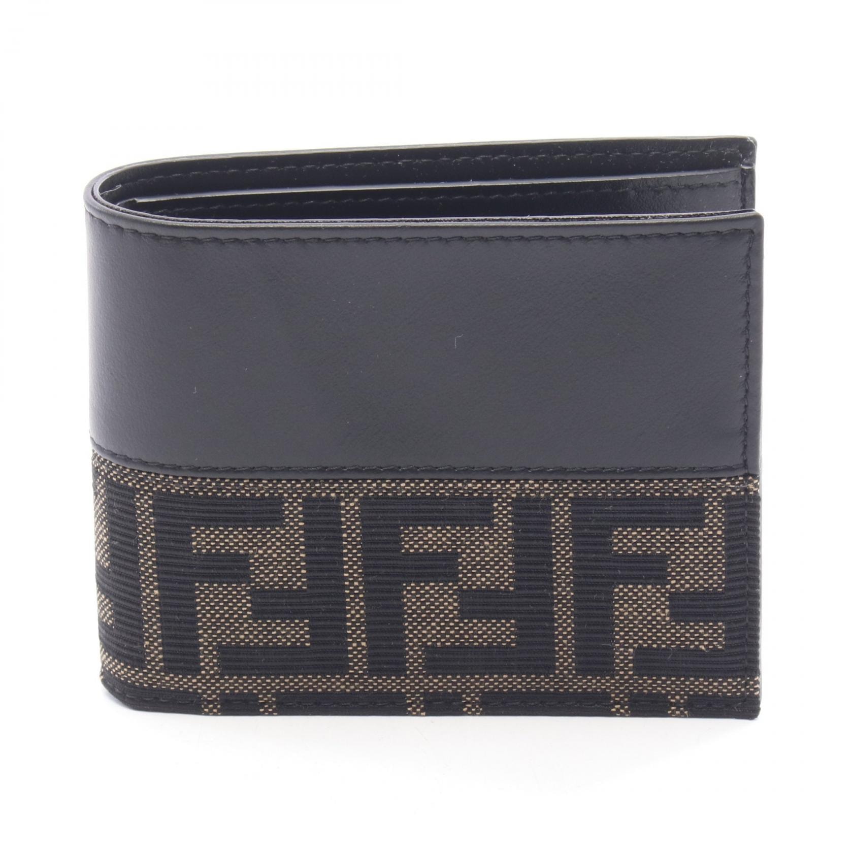 フェンディ FENDI ズッカ 二つ折り財布 財布 キャンバス レザー メンズ ブラウン系 / ブラック系 7M0001B139F0XLL 【新品】