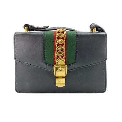 グッチ GUCCI レザー シルヴィシェリーライン ショルダーバッグ【中古】