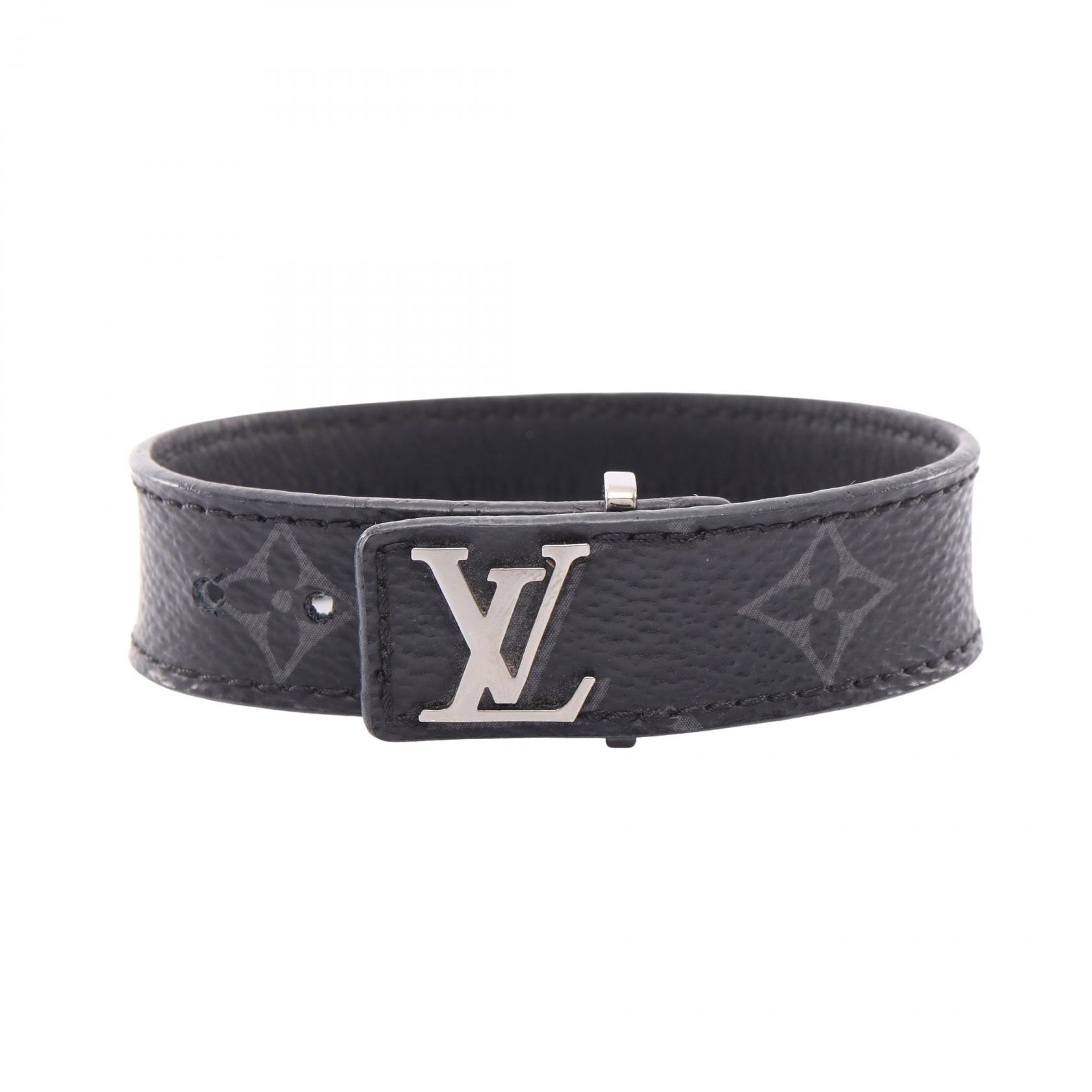 ルイ・ヴィトン LOUIS VUITTON ブラスレ LVスリム モノグラムエクリプス ブレスレット アクセサリー レザー PVC メンズ ブラック系 M6456 【中古】