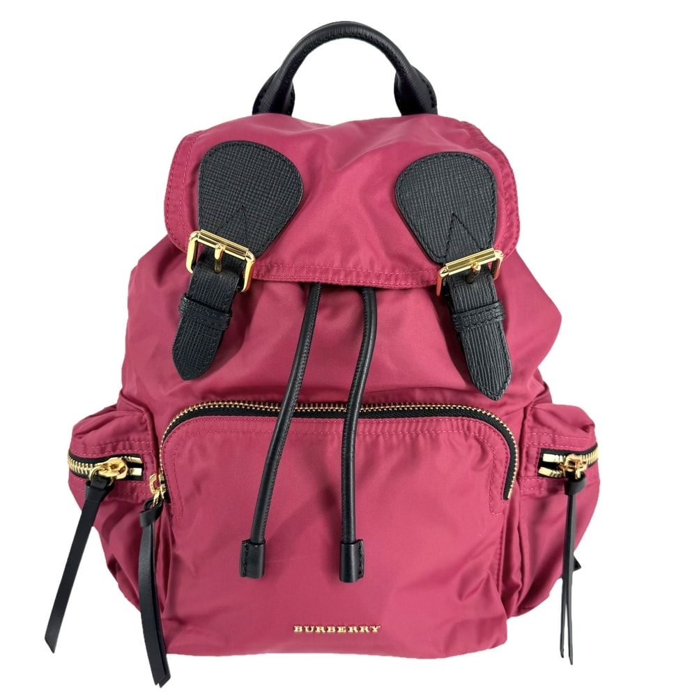 BURBERRY バーバリー リュック バックパック ナイロン レザー ピンク ブラック 黒 ゴールド金具 レディース 美品【中古品】
