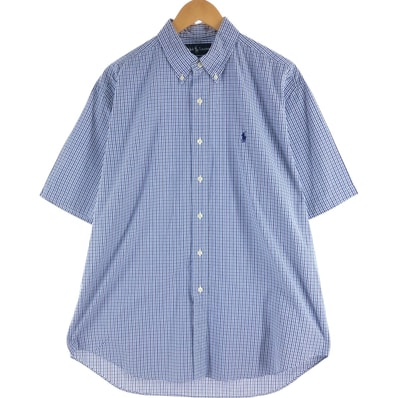 古着 ラルフローレン Ralph Lauren 半袖 ボタンダウン チェックシャツ メンズL相当/eaa564003