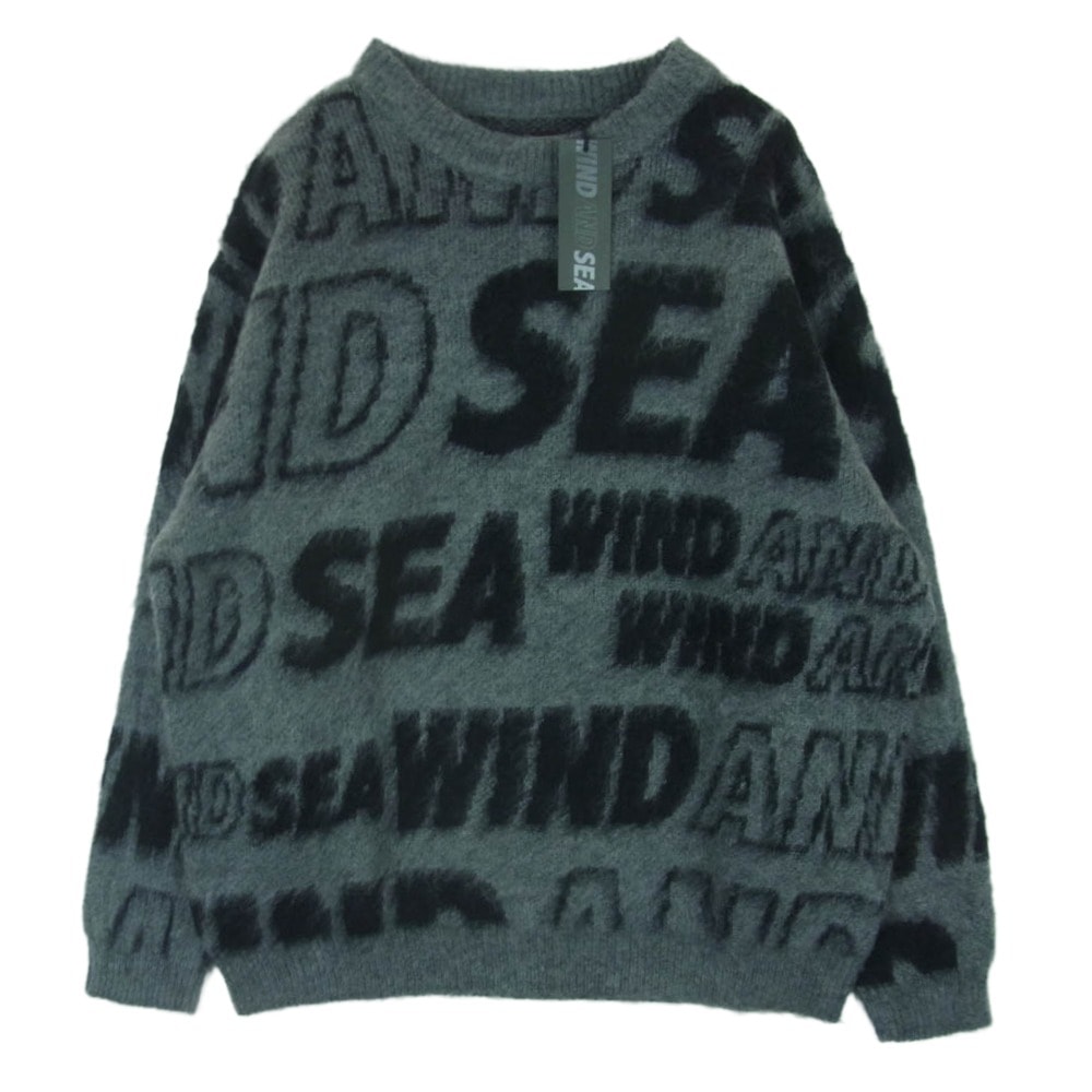WIND AND SEA ウィンダンシー WDS-O-CLCT-25Q3-KN-03 Shaggy Logo Knit Sweater シャギー ロゴ ナイト セーター グレー系 L【極上美品】【中古】