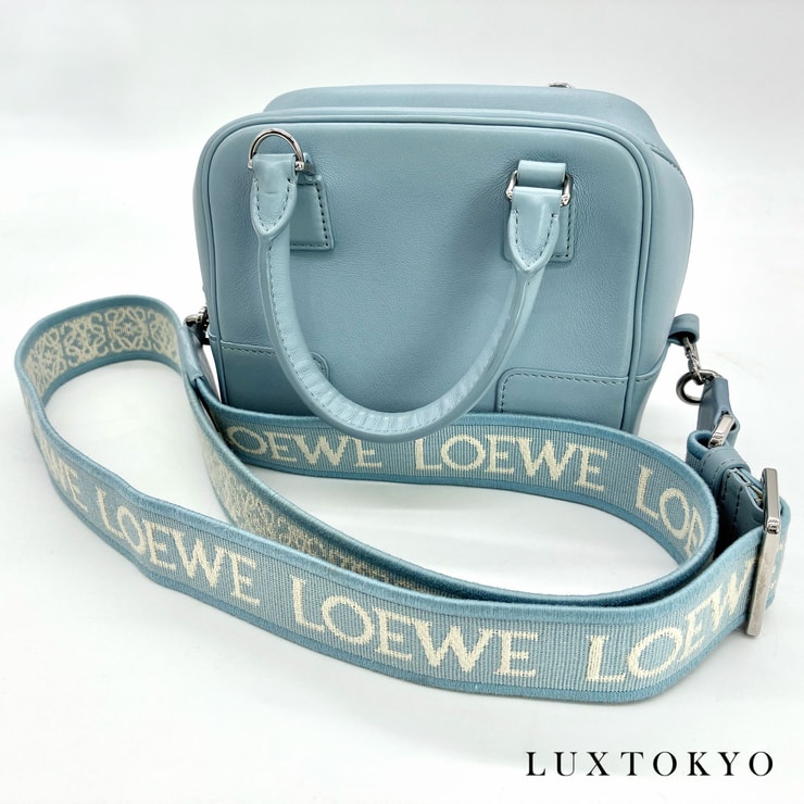 LOEWE ロエベ アマソナ 16 スクエア レザー 2WAY ショルダー ハンド バッグ ブルー ★良品★ ★付属品付★