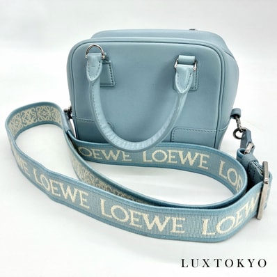 LOEWE ロエベ アマソナ 16 スクエア レザー 2WAY ショルダー ハンド バッグ ブルー ★良品★ ★付属品付★