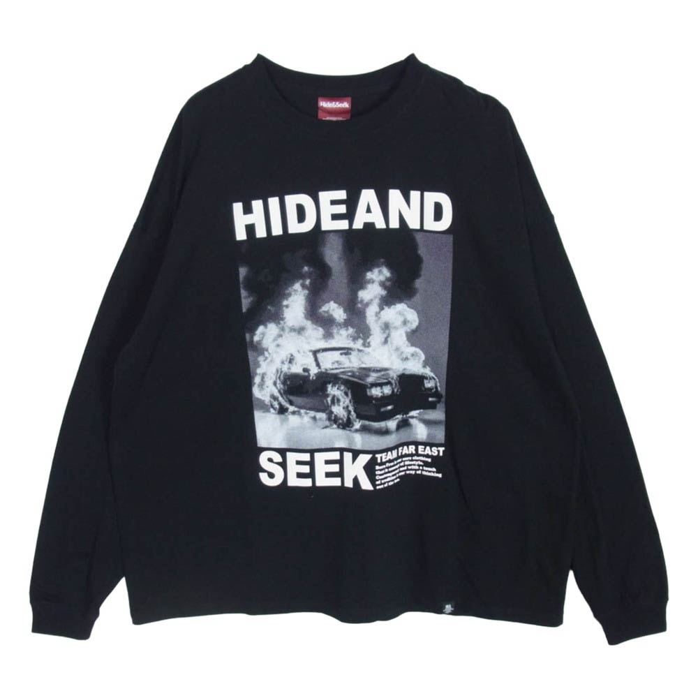 HideandSeek ハイドアンドシーク Burn L/S Tee バーン ロングスリーブ 長袖 Tシャツ カットソー ロンT ブラック系 L【中古】