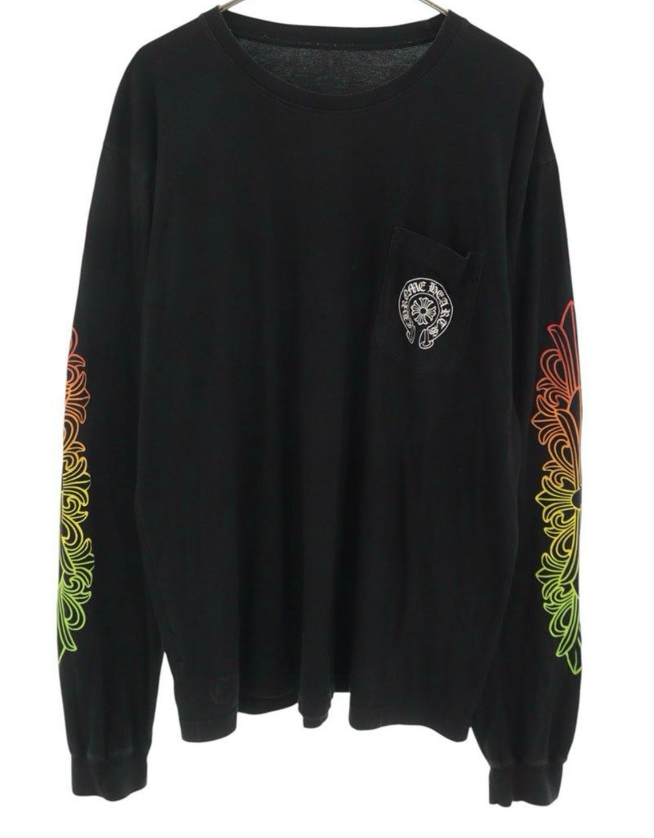 Chrome Hearts Back Grad Circle Logo Floral Sleeve Gradient L/S Tee "Black"