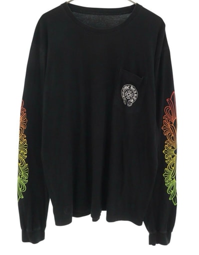 Chrome Hearts Back Grad Circle Logo Floral Sleeve Gradient L/S Tee "Black"