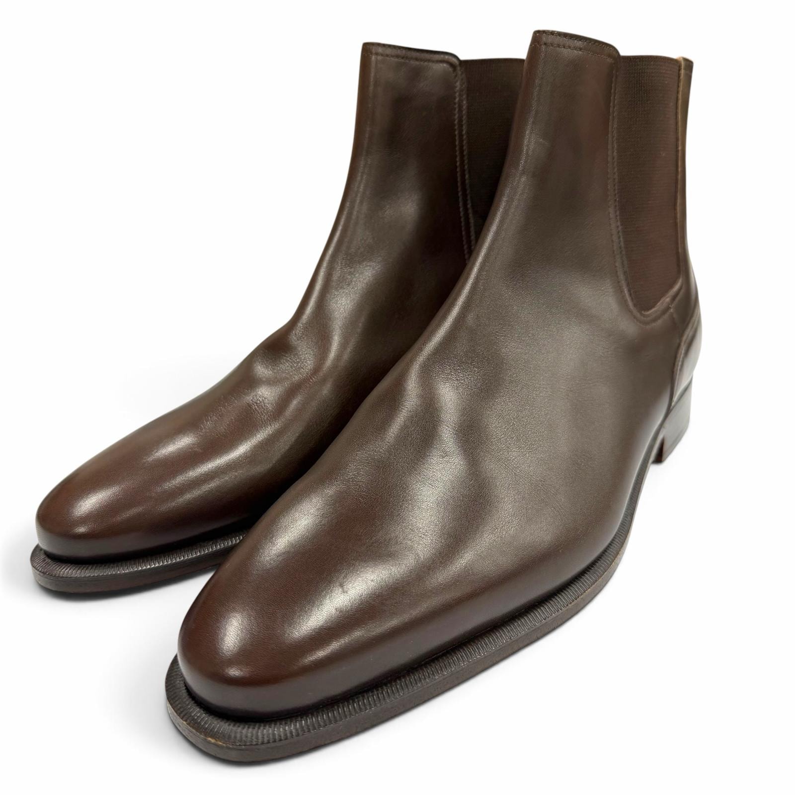 極美品 エルメス チェルシーブーツ ダークブラウン メンズ 41.5
