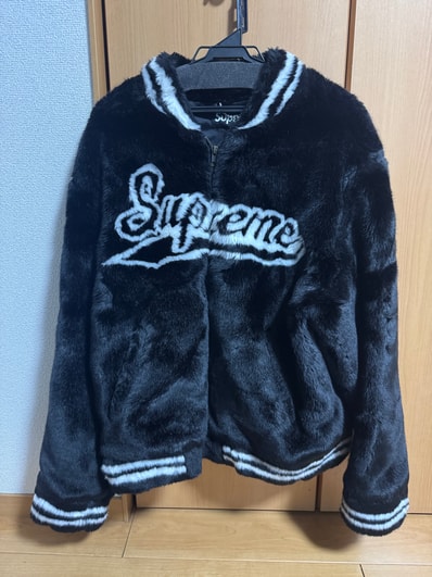 Supreme Faux Fur Varsity Jacket "Black"