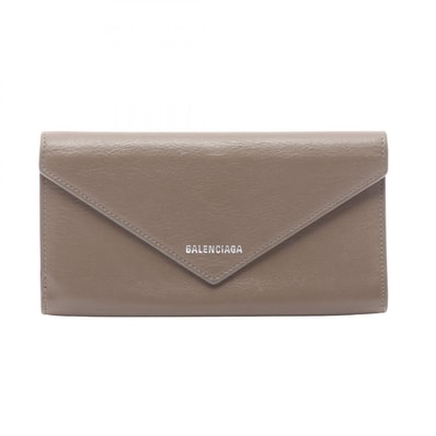 バレンシアガ BALENCIAGA ペーパー 二つ折り長財布 財布 レザー レディース グレー系 499207 【中古】