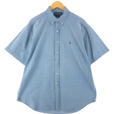 古着 ラルフローレン Ralph Lauren BLAKE 半袖 ボタンダウン チェックシャツ メンズXL相当/eaa536073