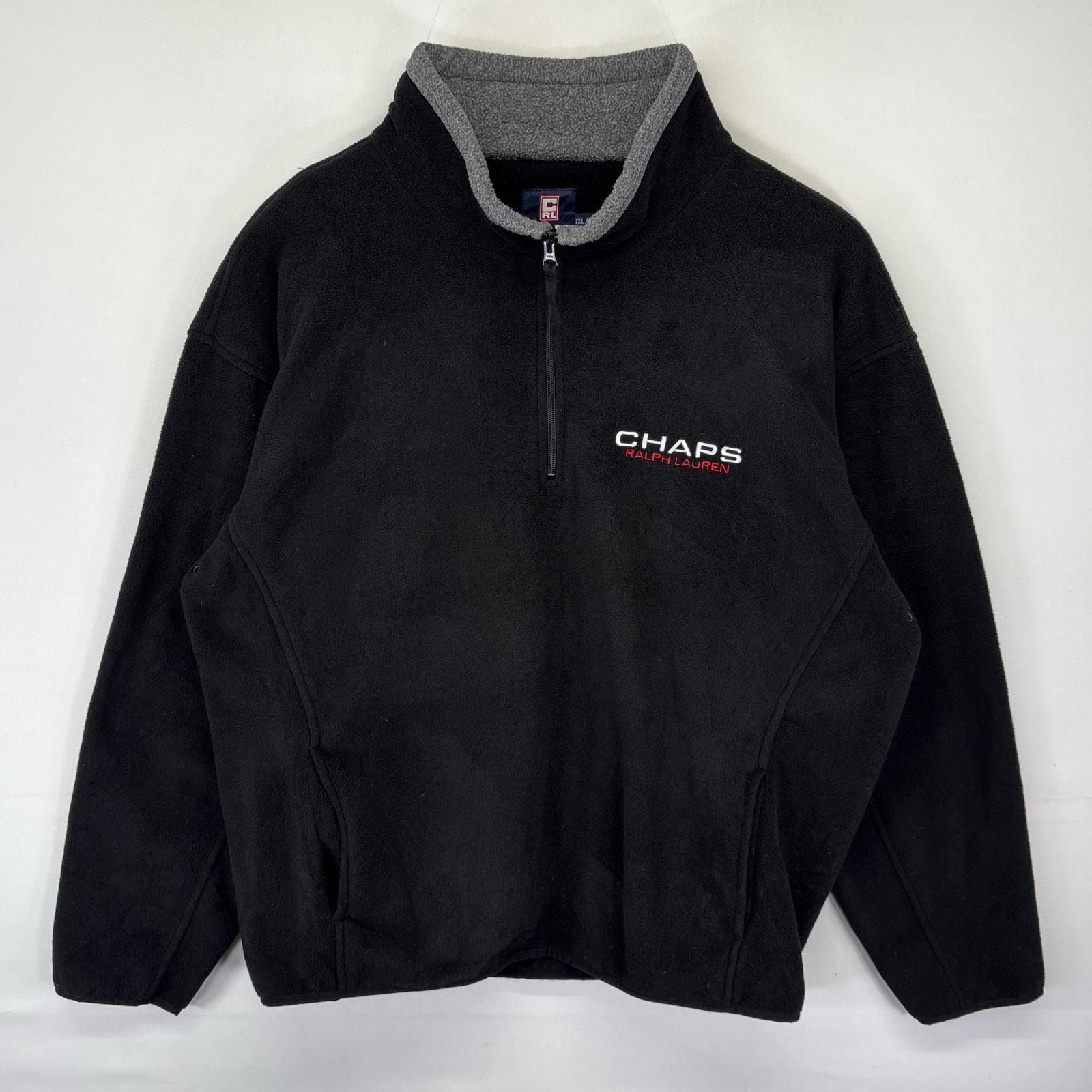 古着 チャップスラルフローレン CHAPS RALPHLAUREN フリースジャケット プルオーバー ハーフジップ ワンポイントロゴ 14041  ブラック メンズ