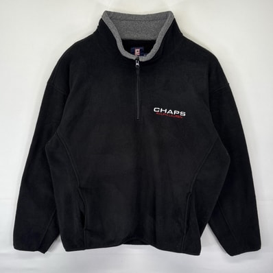 古着 チャップスラルフローレン CHAPS RALPHLAUREN フリースジャケット プルオーバー ハーフジップ ワンポイントロゴ 14041 ブラック メンズ