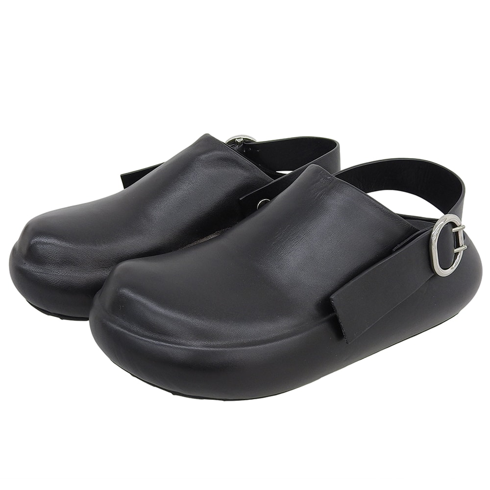 ジルサンダー 新品同様 SABOT アンクルストラップ ラウンドトゥ フラット シューズ メンズ 黒 ブラック 39 J15ZJ0010 39