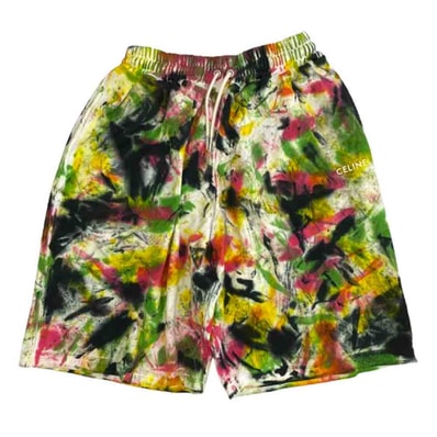 CELINE セリーヌ ショートパンツ 22SS 2Z144383Q タイダイ 総柄 ロゴ ジャージー スウェット ショーツ ハーフ ショート パンツ マルチカラー系 XS【新古品】【未使用】【中古】