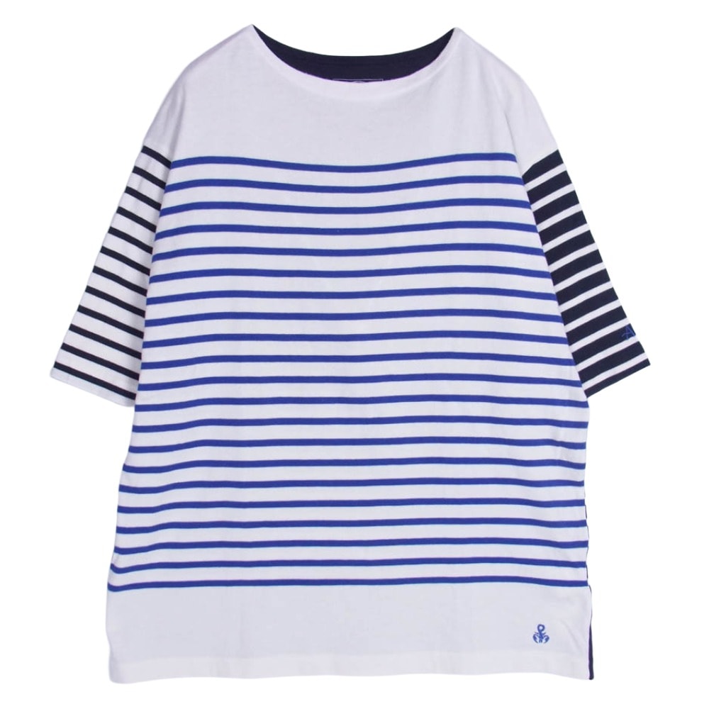 SOPHNET. ソフネット Tシャツ 22SS SOPH-220103 × ARMOR-LUX アルモリュクス S/S LOOSE FIT COLOR PANELED BRENTON SHIRT ボーダー ワイド Tシャツ ネイビー系 L【中古】