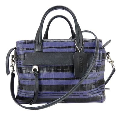 【中古】 コーチ ハンドバッグ 31001 レザー パープル ブラック 2WAY 斜め掛け 普段使い ミニ レディース 女性 COACH