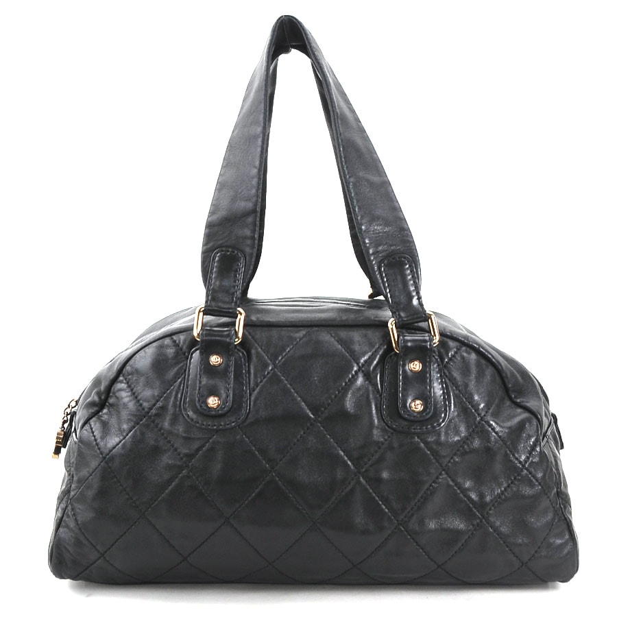 シャネル CHANEL ショルダーバッグ レザー ブラック ピンクゴールド レディース【中古】 e60393g