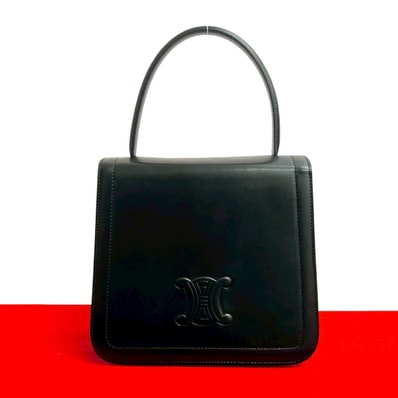 CELINE セリーヌ トリオンフ ロゴ カーフ レザー ハンドバッグ ブラック
21875