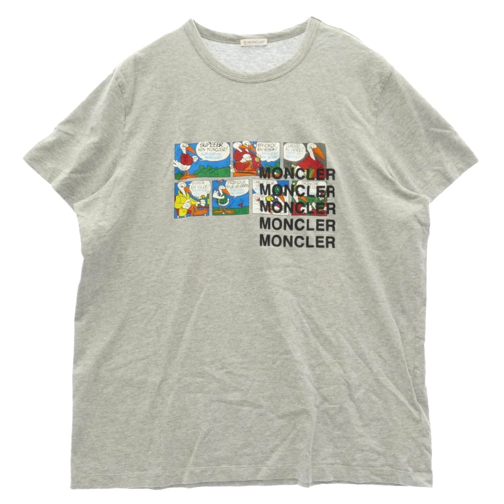 MONCLER モンクレール Tシャツ C20918022550 MAGLIA T-SHIRT コミック アニメプリント ラバーロゴ 半袖 Tシャツ グレー系【中古】
