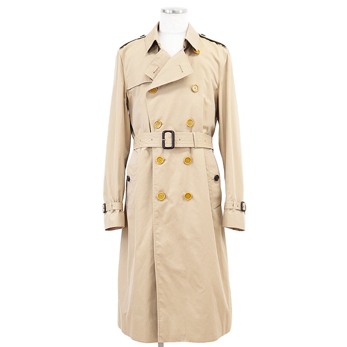 バーバリーロンドン トレンチ ロゴ ボタン コットンギャバジン 撥水性 コート メンズ ベージュ 52 BURBERRY LONDON