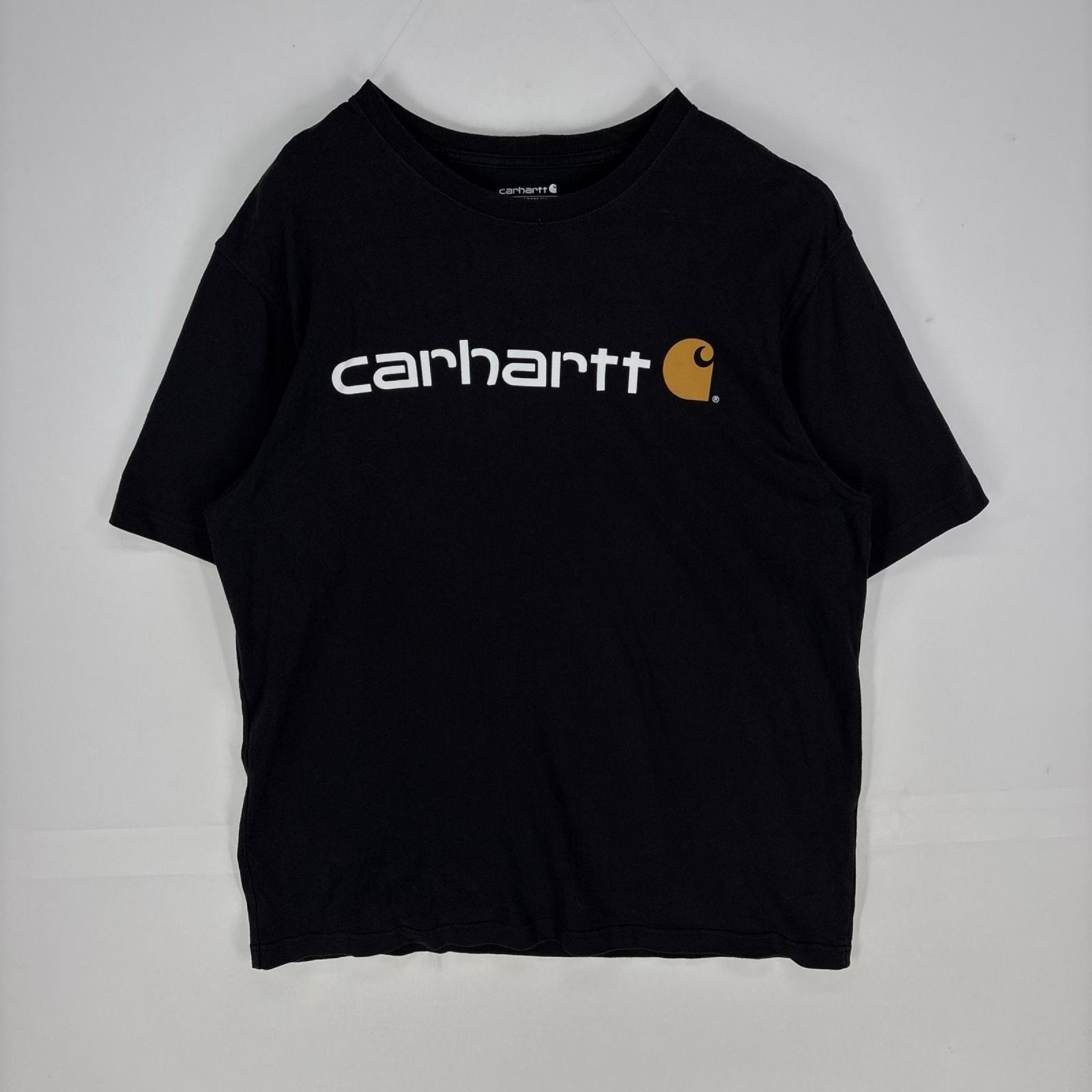 古着 カーハート Carhartt 半袖Tシャツ ビッグロゴ クルーネック ショートスリーブ L ブラック系 プリント メンズ