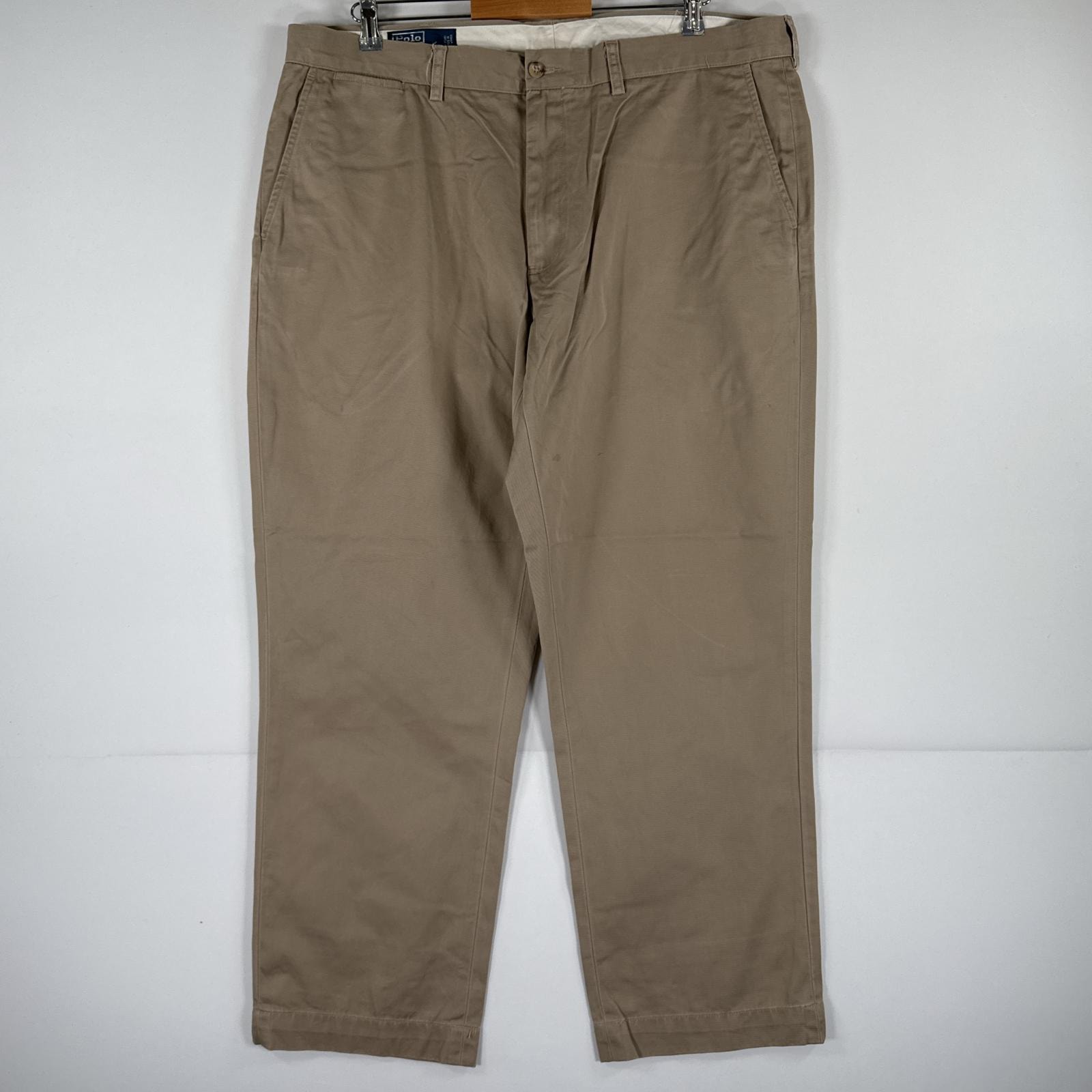 古着 ポロバイラルフローレン Polo by Ralph Lauren チノパンツ ポロチノ ワンポイント スラックス 大きいサイズ w40 L30  ベージュ メンズ