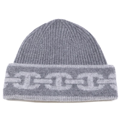 エルメス 【美品/国内正規】ヘヴン シェーヌダンクルモチーフ カシミヤ ニットキャップ M