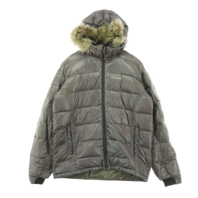 MARMOT マーモット 英字 長袖 フーディー ダウンジャケット L グレー デサント社製 フード取外し可