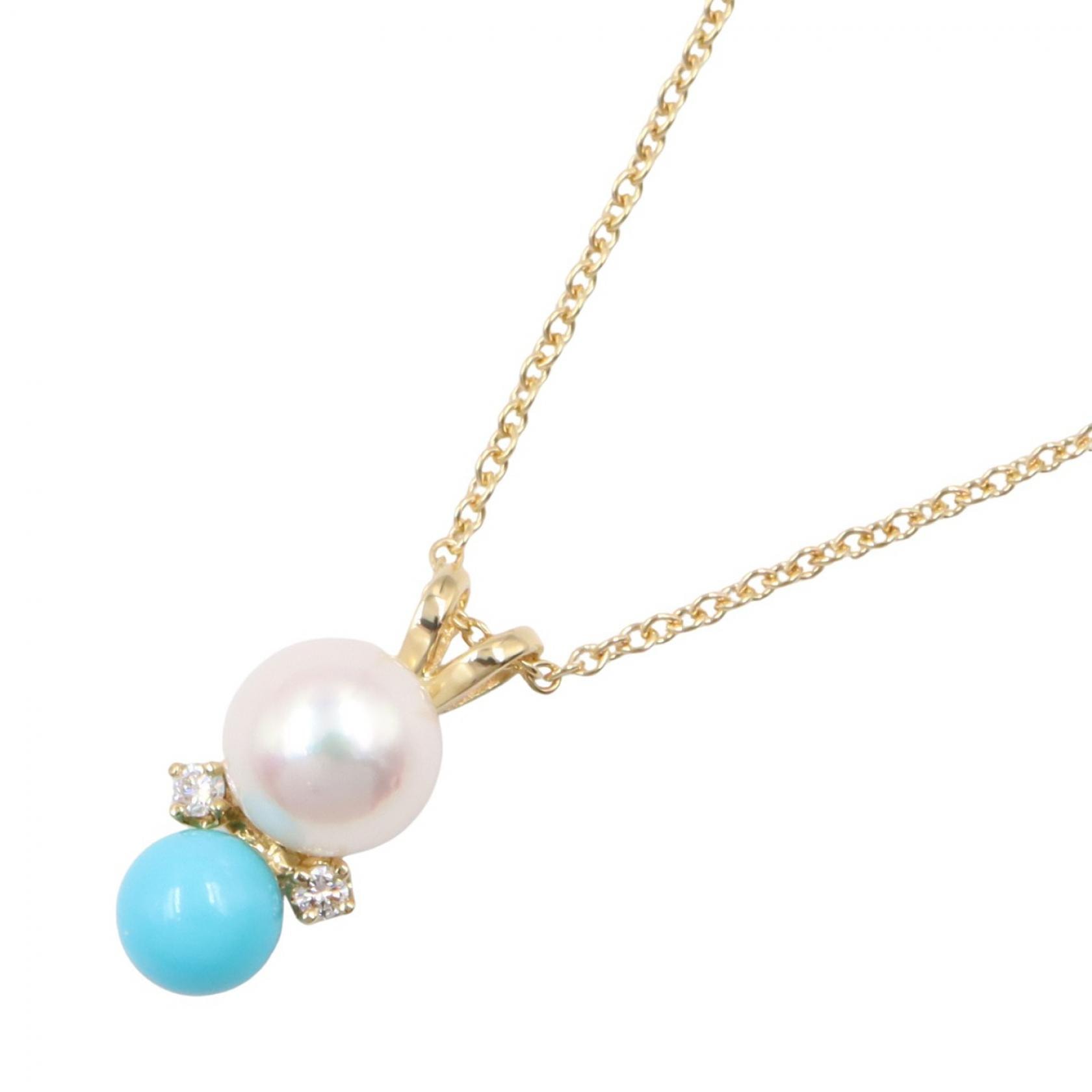 ティファニー TIFFANY&CO パール ターコイズ 2PD ネックレス ネックレス ジュエリー K18(イエローゴールド) ダイヤモンド パール / ターコイズ レディース ゴールド系 / ホワイト系 / ブルー系 【中古】