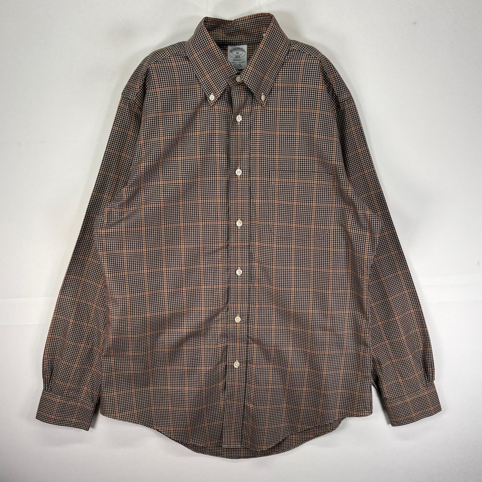 古着 ブルックスブラザーズ Brooks Brothers 長袖シャツ ボタンダウン 胸ポケット M  ネイビー系 チェック メンズ