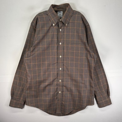 古着 ブルックスブラザーズ Brooks Brothers 長袖シャツ ボタンダウン 胸ポケット M ネイビー系 チェック メンズ