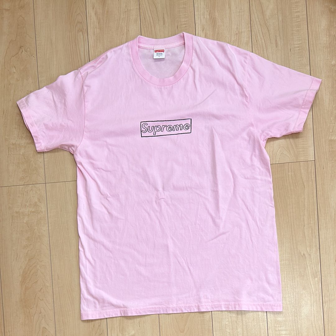 Supreme KAWS Chalk Logo Tee "Pink"