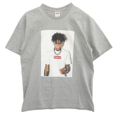 Supreme シュプリーム Tシャツ 23AW NBA Young Boy Tee ヤングボーイ フォトプリント クルーネック 半袖 Tシャツ グレー系 L【極上美品】【中古】