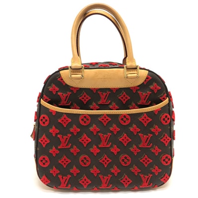 ルイヴィトン LOUIS VUITTON ドーヴィルキューブ M40922 モノグラム 3Dタフタージュ カバン ハンドバッグ モノグラムキャンバス ブラウン/レッド