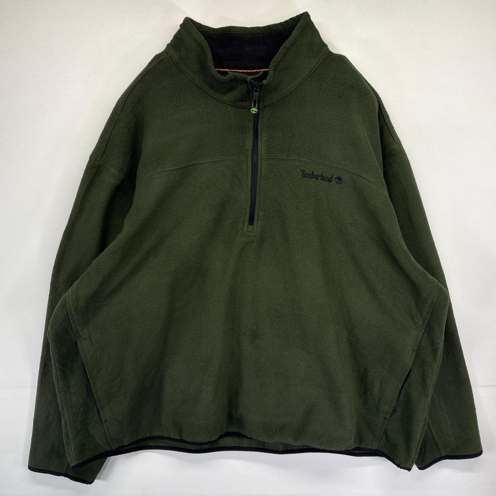 古着 ティンバーランド Timberland ハーフジップフリースジャケット プルオーバー 大きいサイズ トレーナー 3XL グリーン系 メンズ