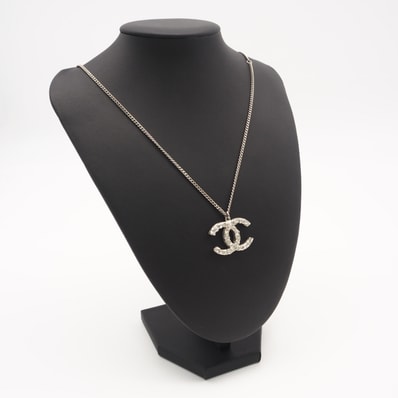 美品 CHANEL シャネル ココマーク ラインストーン ネックレス GP - ネックレス シルバー GP レディース