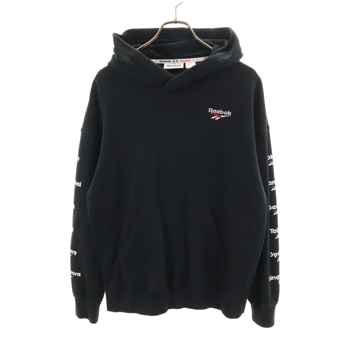 Reebok リーボック 長袖 スウェットパーカー L ブラック プルオーバー 裏起毛