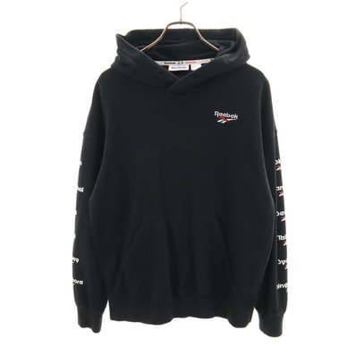 Reebok リーボック 長袖 スウェットパーカー L ブラック プルオーバー 裏起毛